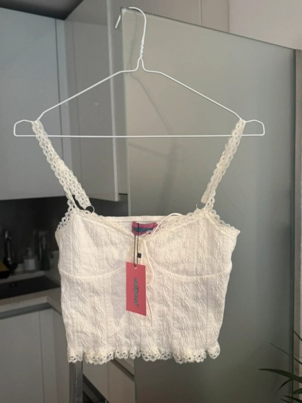 White Lace Crop Cami Top Women's Size S